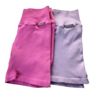 Bombshell Sportswear Seamless Ribbed Biker Shorts Set of Two Size S